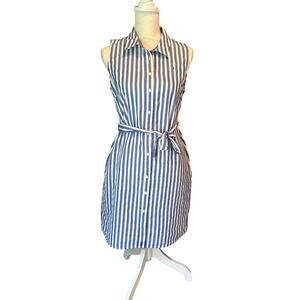 Cottage Tommy Hilfiger striped dress with pockets Size 6 Sleeveless shirt dress